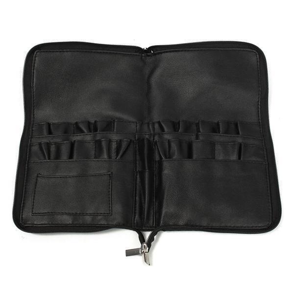 Pro 24 Pocket Makeup Brushes Bag Pu Leather Apron Belt Strap Brush Holder Cosmetic Tool