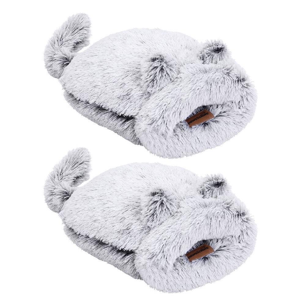 2x Paws & Claws 50x50cm Calming Cat/Pet/Kitten Plush Washable Snuggler Bed Grey