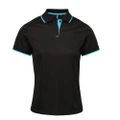 Premier Womens/Ladies Contrast Coolchecker Polo Shirt (Black/Turquoise) (2XL)