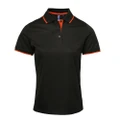 Premier Womens/Ladies Contrast Coolchecker Polo Shirt (Black/Orange) (2XL)