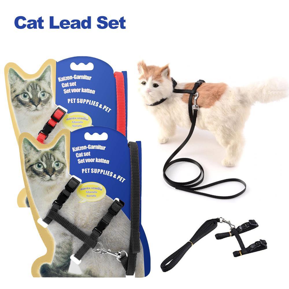 Pet Kitten Cat Walking Harness Lead Nylon Leash Safety Clip Adjustable Collar BLUE