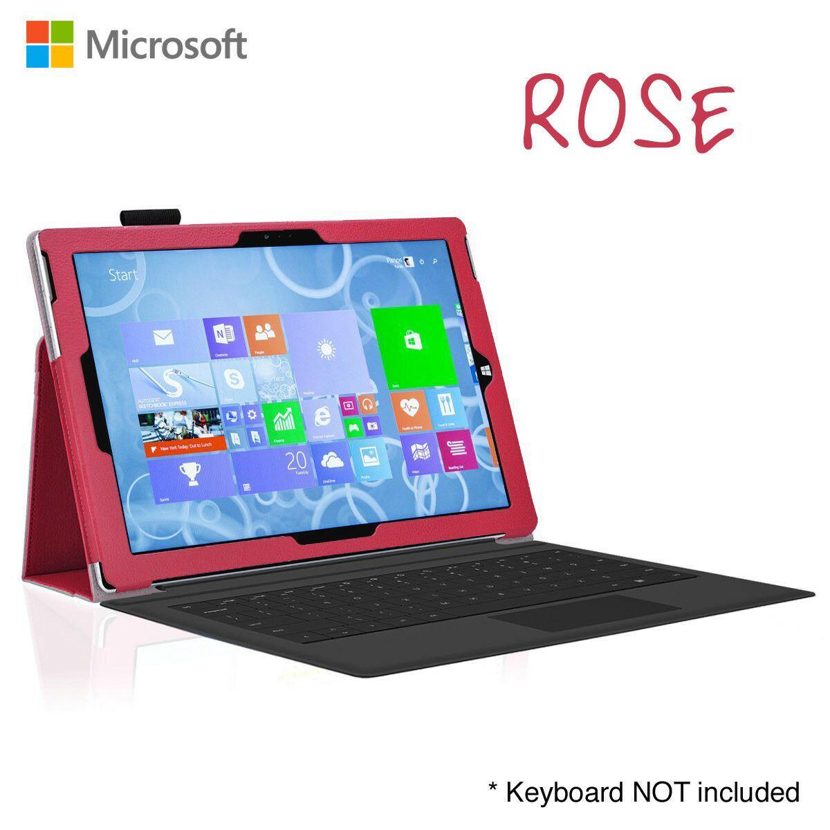 NEW Premium Leather Case Cover Protector for Microsoft Surface Pro 4-Rose