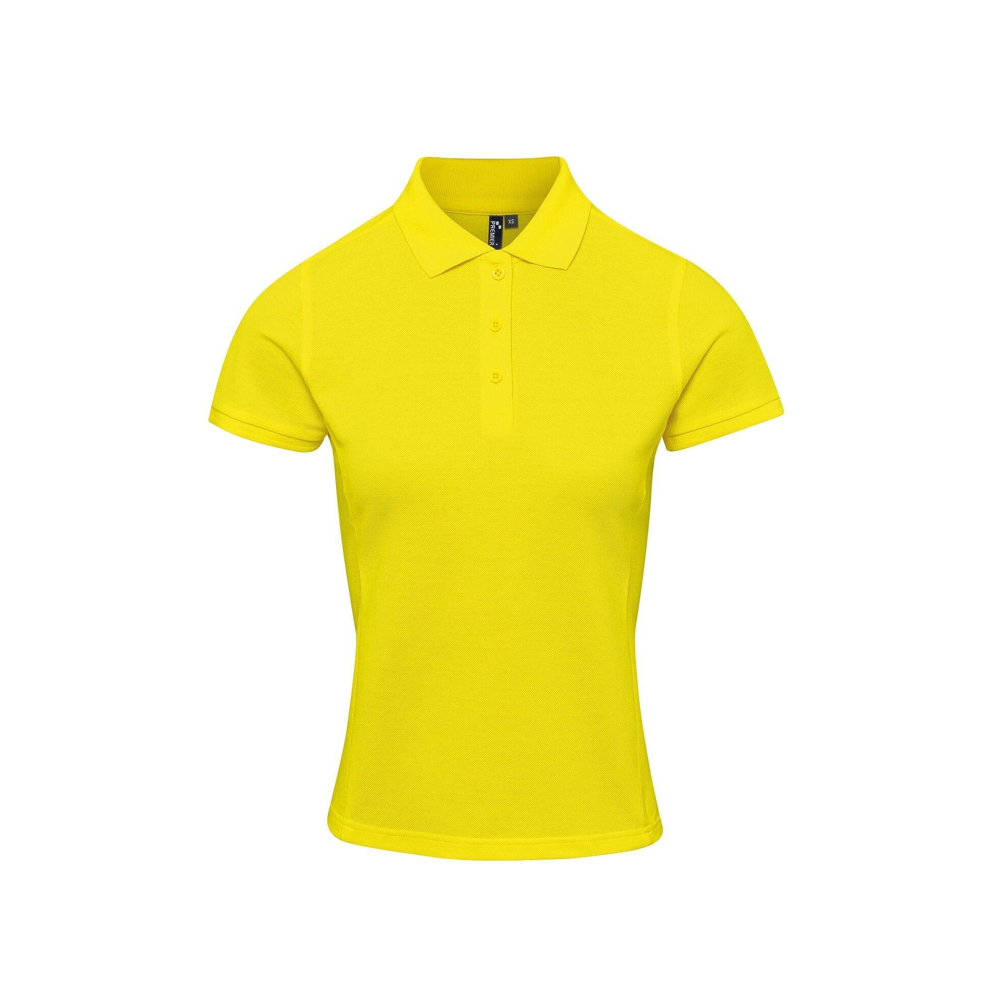 Premier Womens/Ladies Coolchecker Plus Piqu Polo With CoolPlus (Yellow) (S)