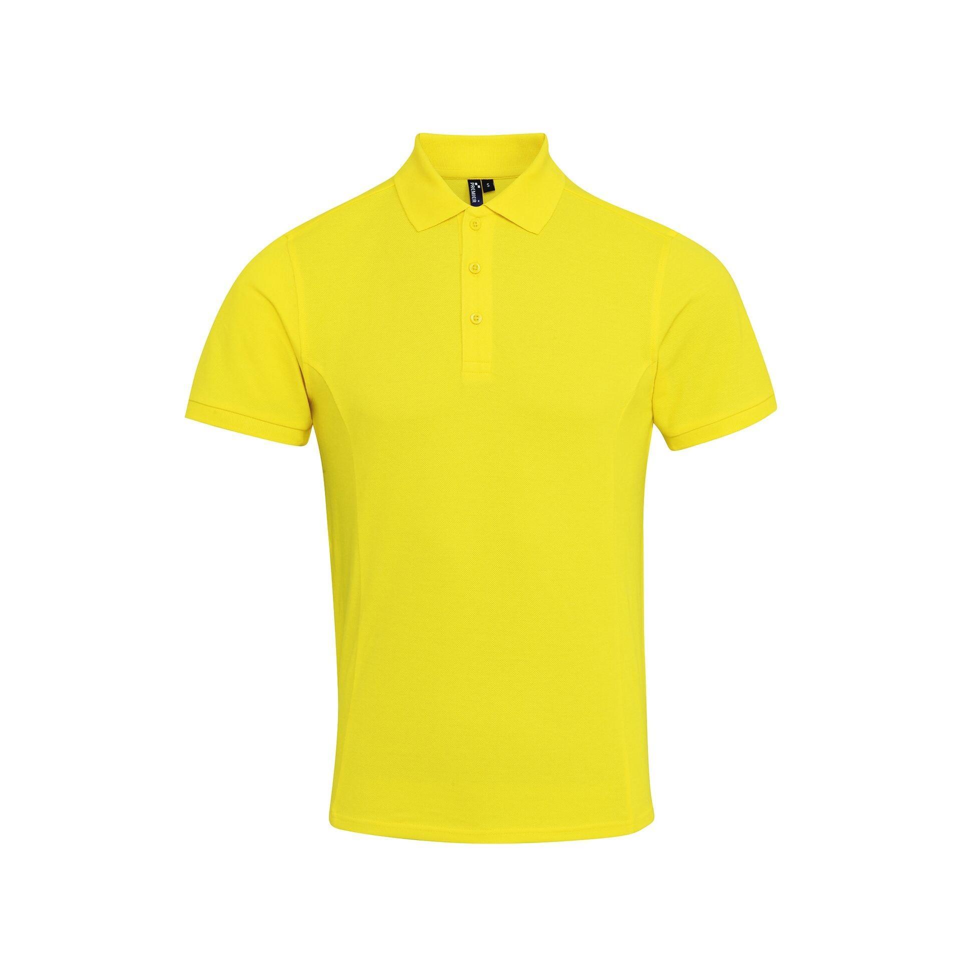 Premier Mens Coolchecker Plus Pique Polo With CoolPlus (Yellow) (4XL)