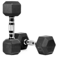 METEOR Essential 25kg Pair Rubber Hex Dumbbell,Hex Dumbbell,Exercise Dumbbell,Fixed Weight Dumbbell,Gym Weights,Dumbbell Weights,Barbell Weights for Weightlifting