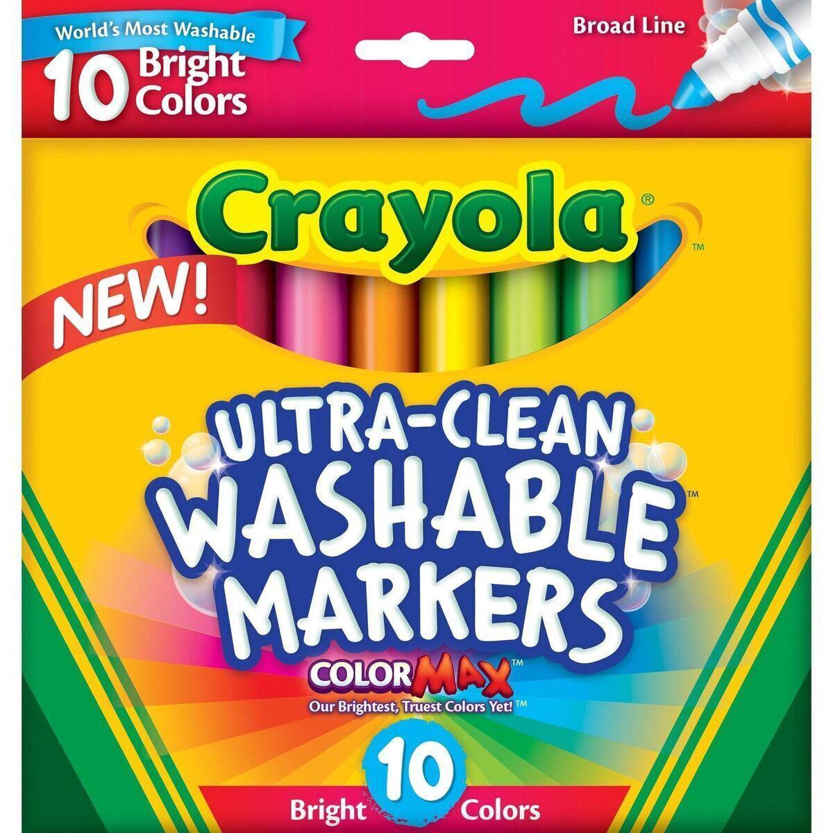 Crayola Ultra-Clean Washable Broad Line Marker 10 Assorted Bright Colors