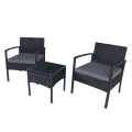 3pc Lounge Set Outdoor Furniture Rattan Wicker Chair Tempered Glass Coffee Table Garden Patio Balcony