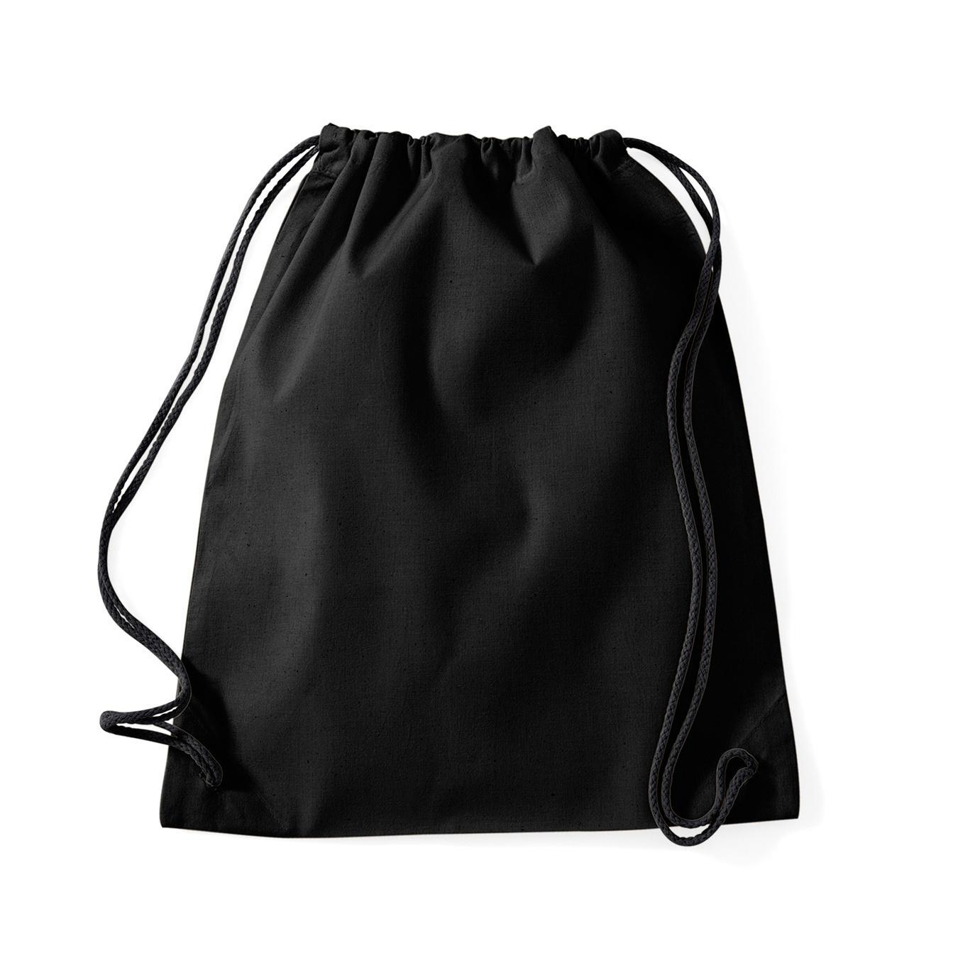 Westford Mill Cotton Gymsac Bag - 12 Litres (Pack of 2) (Black/Black) (One Size)
