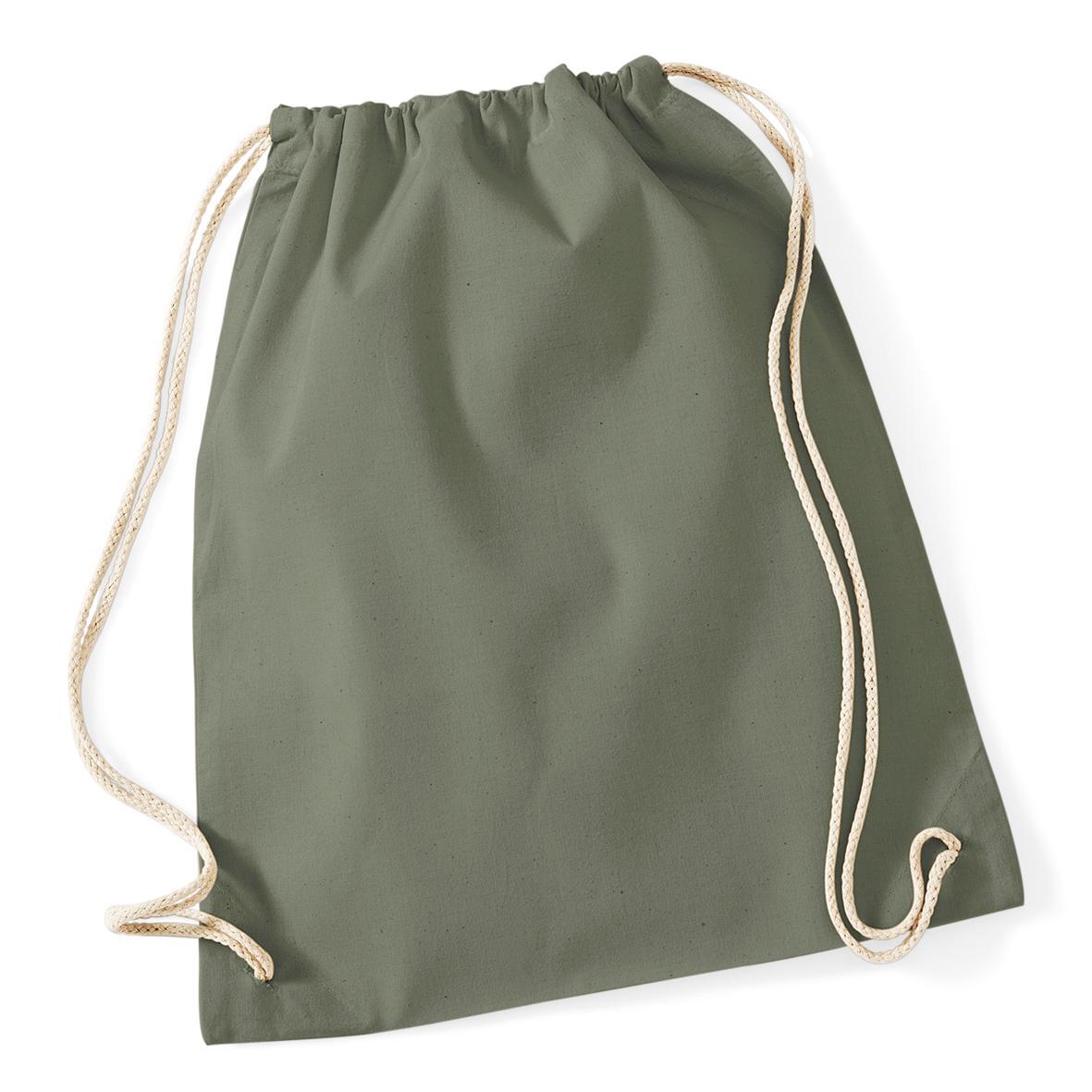Westford Mill Cotton Gymsac Bag - 12 Litres (Pack of 2) (Olive) (One Size)