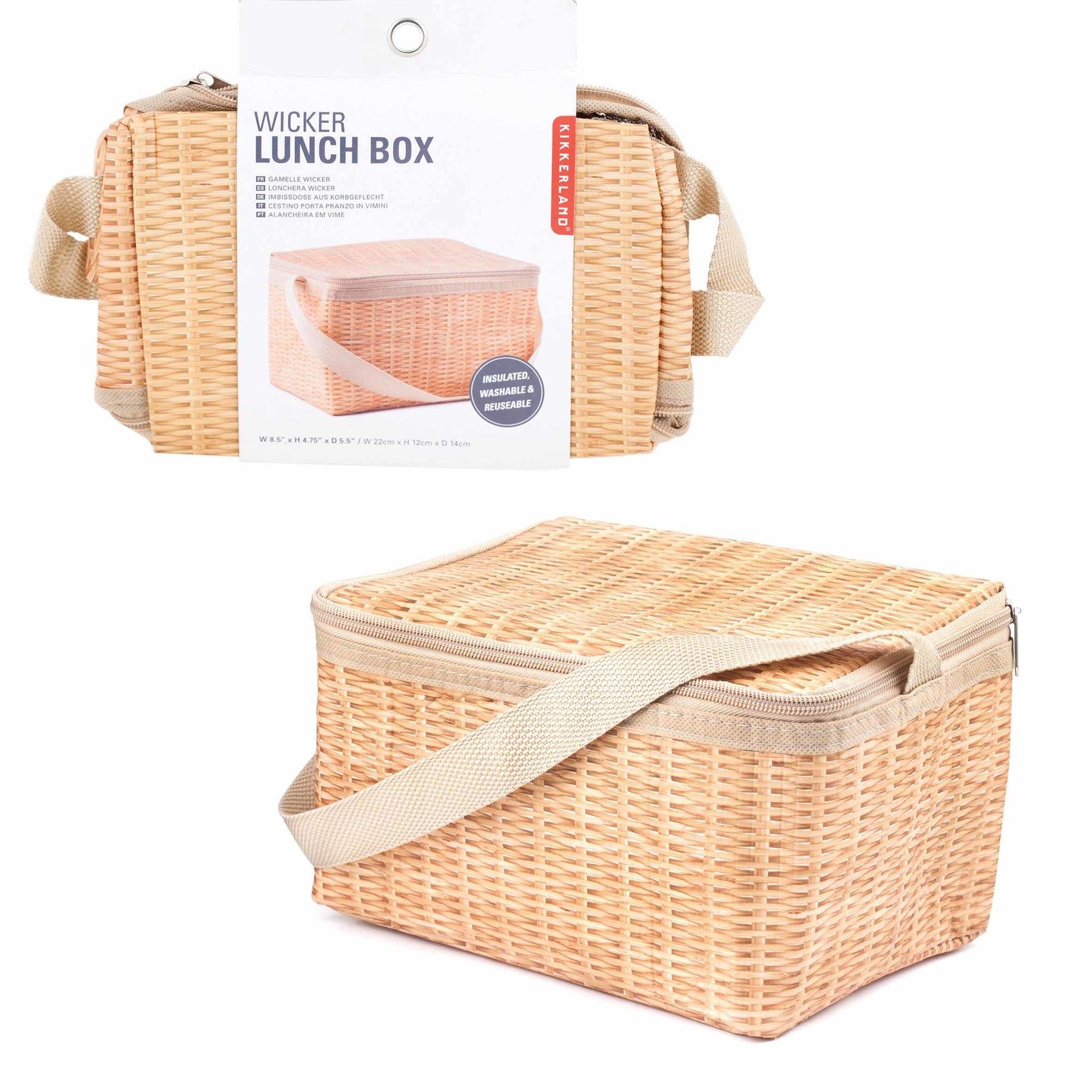 Wicker Print Lunch Box - Kikkerland Soft Insulted Picnic Work Bag