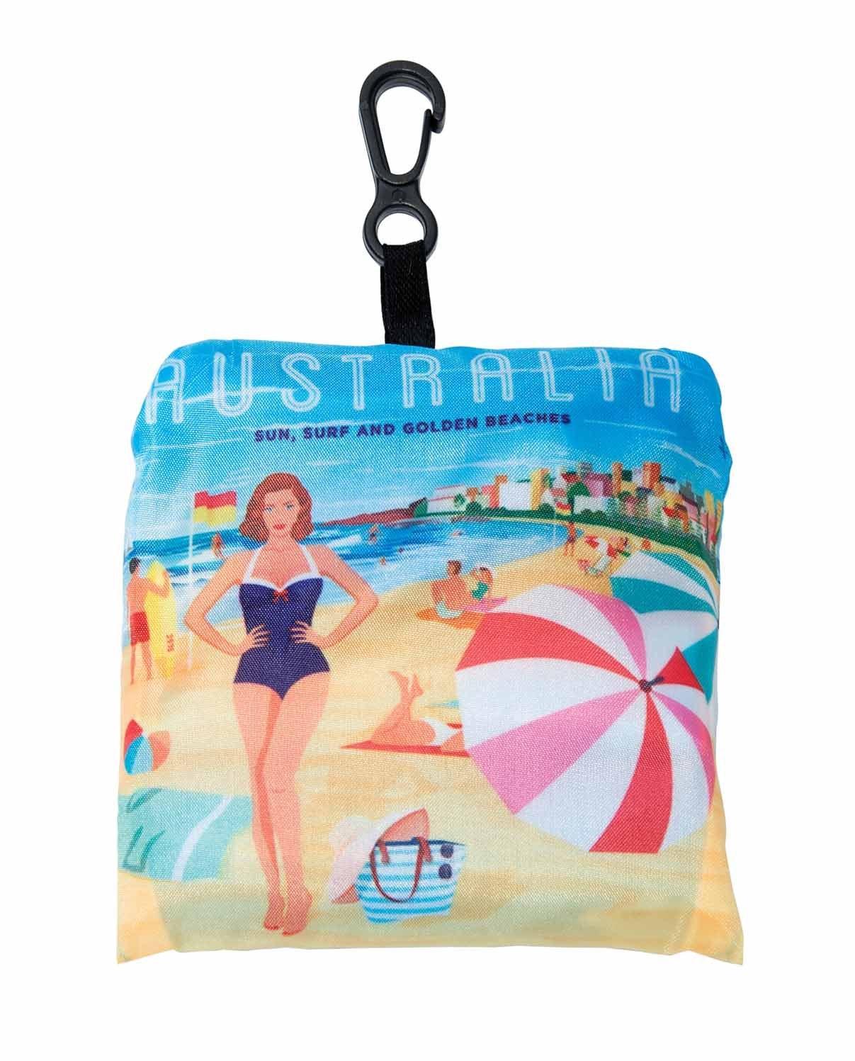 Laundry Bag - Aussie Beach -Holds 3Kg Folds To Compact Pouch & Clip ve