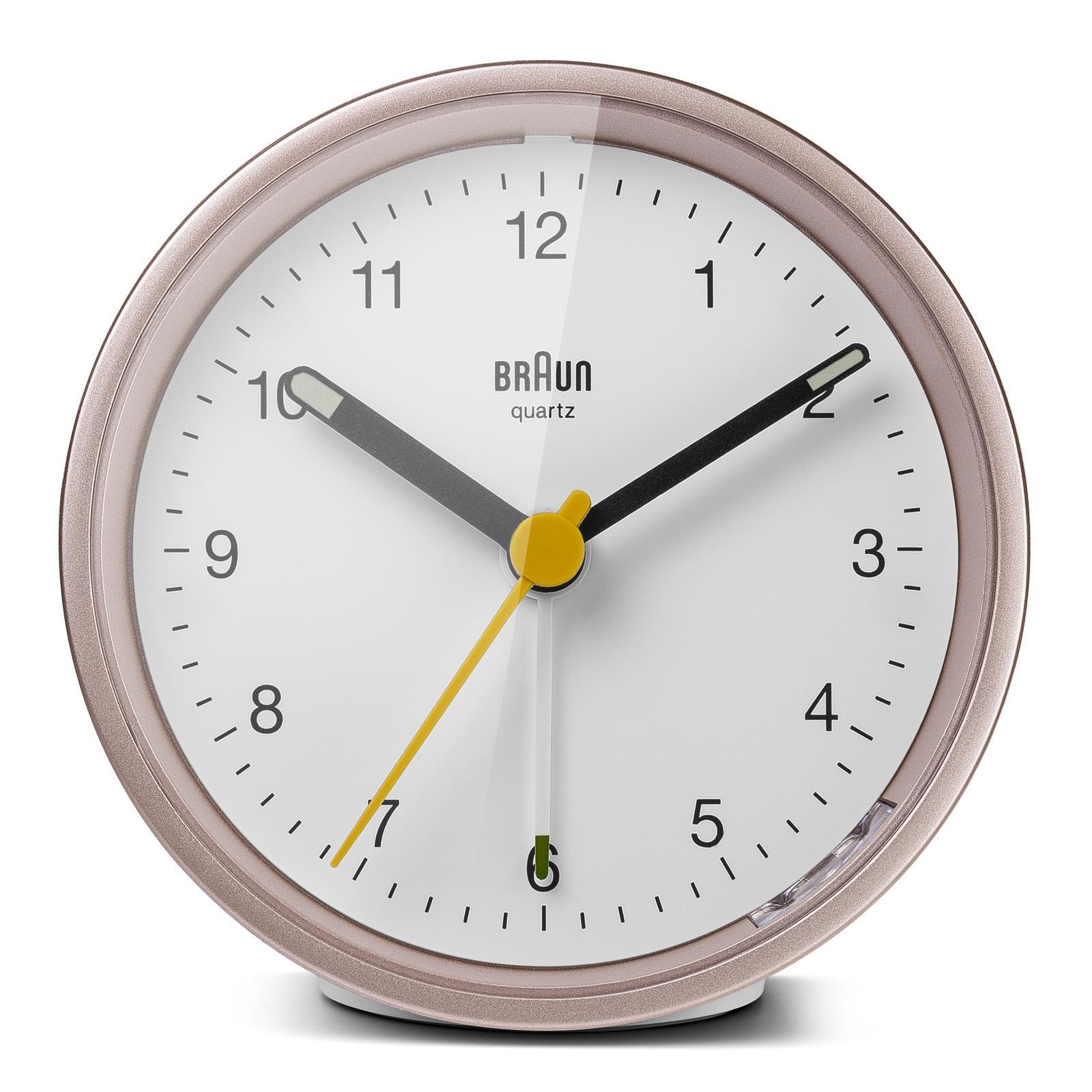 7.5cm Pink & White Analogue Alarm Clock By BRAUN