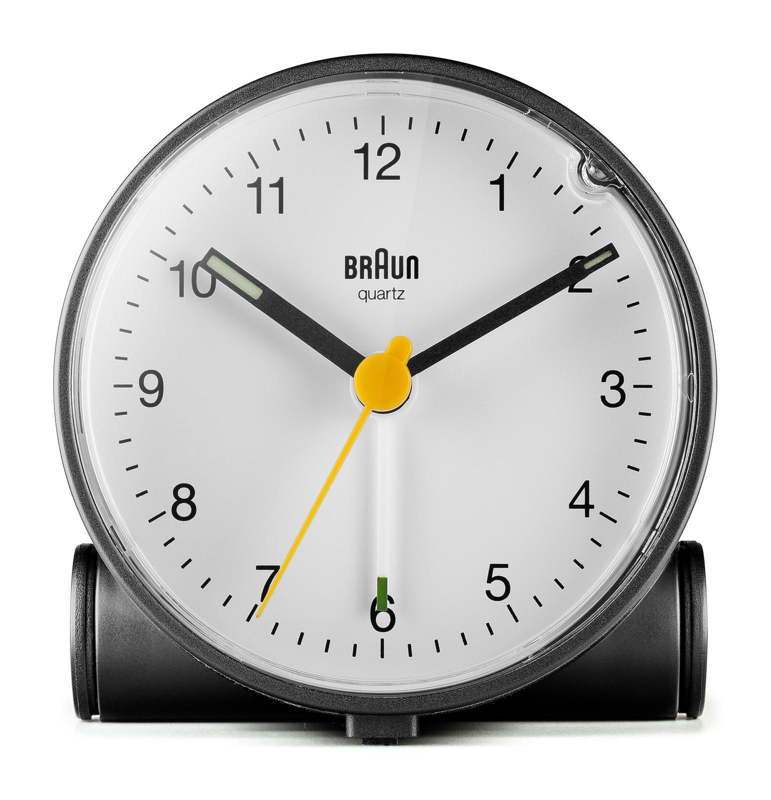 7cm Black Analogue Alarm Clock With White Dial By BRAUN
