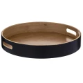 Davis & Waddell Bamboo Round 38x38x6cm Serving Tray Food Table Server Platter Natural/Black