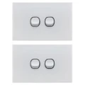 2PK Doss ASW1 115mm Acrylic Wall Plate 2 Gang Light Power Switch 2 Way On/Off WH