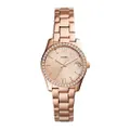Fossil Ladies Scarlette Rose Gold Case Stone Set Dial Model ES4318 Stainless Steel