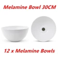 12 x Large Round Melamine White Salad Bowl 30cm Dishwasher Food Safe Mixing Soup Rice