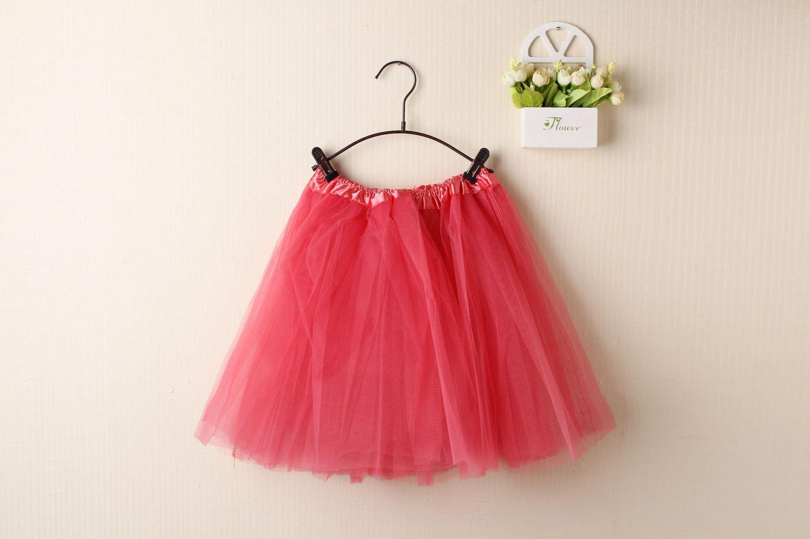 New Adults Tulle Tutu Skirt Dressup Party Costume Ballet Womens Girls Dance Wear - Watermelon Red (Size: Kids)