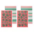 Ladelle Set of 4 Bahamas Kitchen / Cleaning 100% Cotton Tea Towels Coral