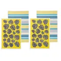 Ladelle Set of 4 Bahamas Kitchen / Cleaning 100% Cotton Tea Towels Yellow