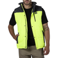 Caterpillar Hi-Vis Hooded Mens Work Vest Jacket - Water Resistant - Yellow - 2XL