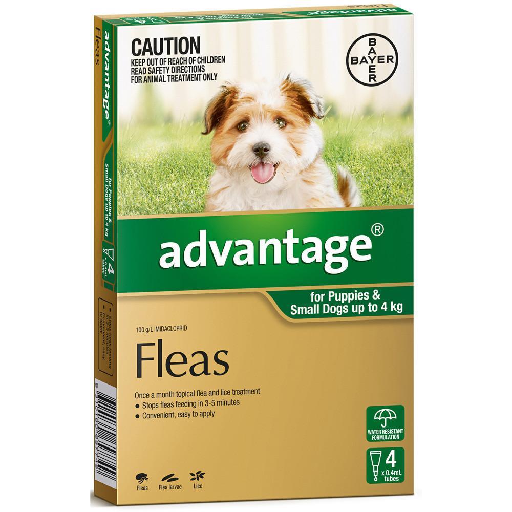 Advantage Fleas for Puppies & Small Dogs Up To 4kg - 4 Pack