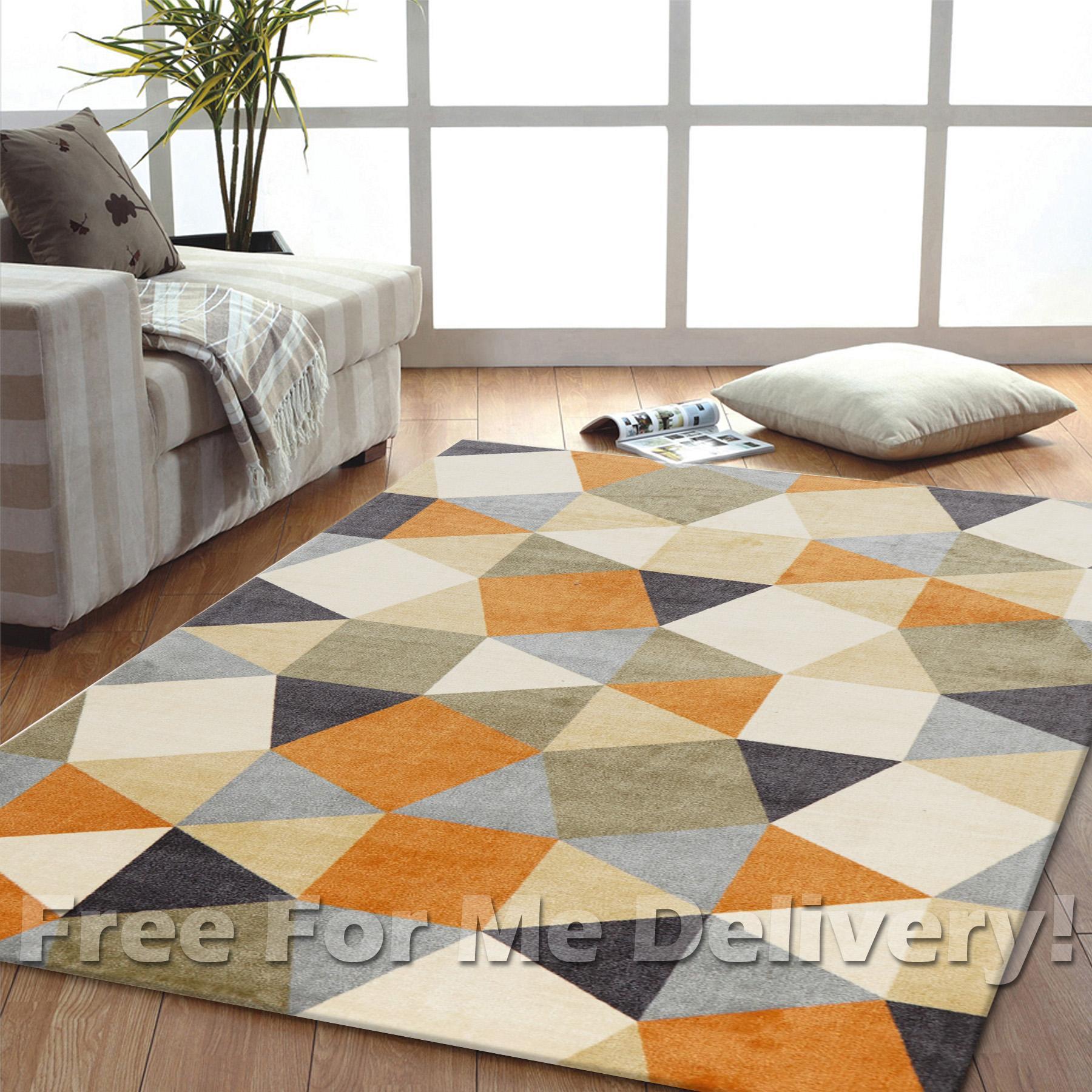 Urban Mosaic Rust Orange Designer Floor Rug (L) 190x280cm