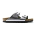 Birkenstock - Arizona Natural Leather Soft Footbed Sandals - Regular Width - Metallic Silver - EU 43