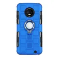2Pcs For Motorola Moto G6 Plus 2 In 1 Cube PC + TPU Protective Case with 360 Degrees Rotate Silver Ring Holder(Blue)