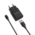 BA20A 2.1A Sharp Single Port Charger Power Adapter Set with 8 Pin Charging Cable(Black)