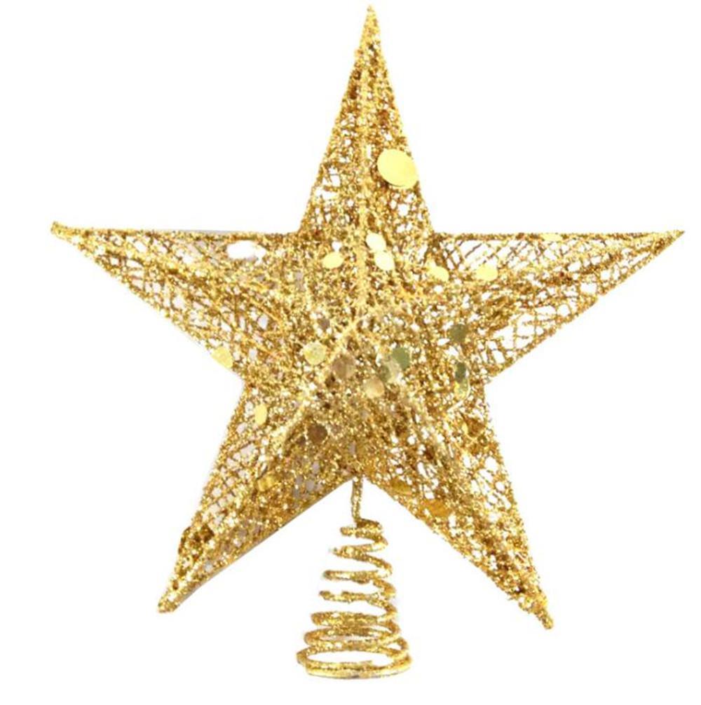 2PCS Glitter Iron Star Christmas Tree Top Decoration Ornament, Size: 20cm x 15cm
