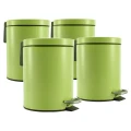 SOGA 4X 7L Foot Pedal Stainless Steel Rubbish Recycling Garbage Waste Trash Bin Round Green