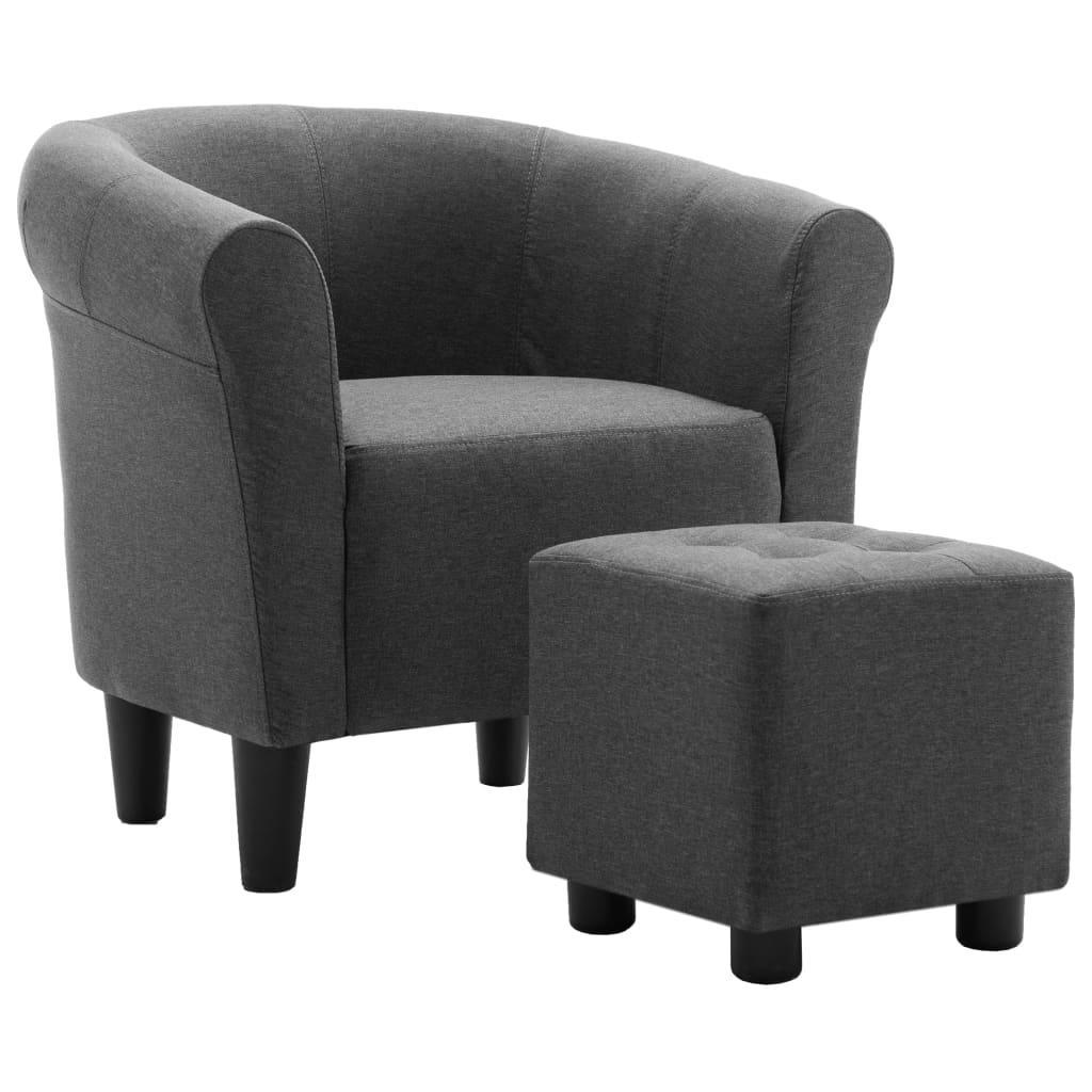 2 Piece Armchair and Stool Set Dark Grey Fabric vidaXL
