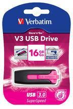 Verbatim 16GB V3 USB3.0 Pink Store inchn inchGo V3 Rectractable USB Storage Drive Memory Stick