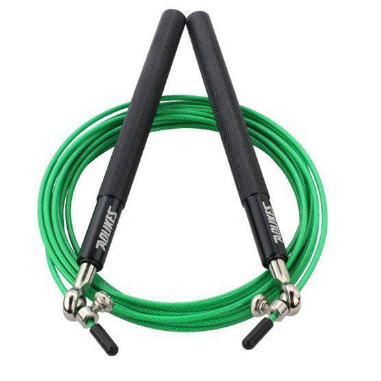 Adjustable High Speed Steel Skipping Jump Rope Dual Bearings Gym Boxing Exercise - Black w Green Wire