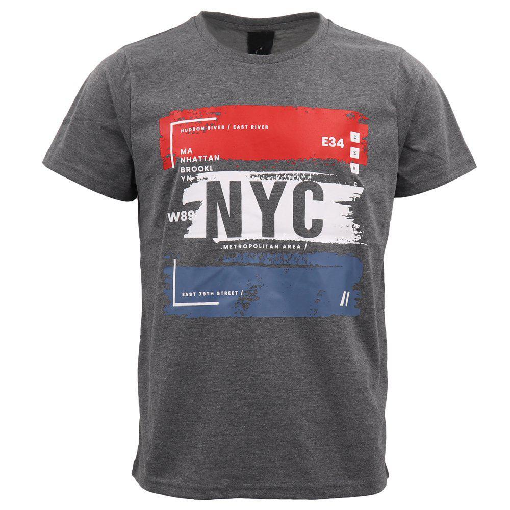 Men's Cotton Blend Fashion T Shirt New York City NYC Womens Adults Basic Tee Top - Grey (Size:XL)