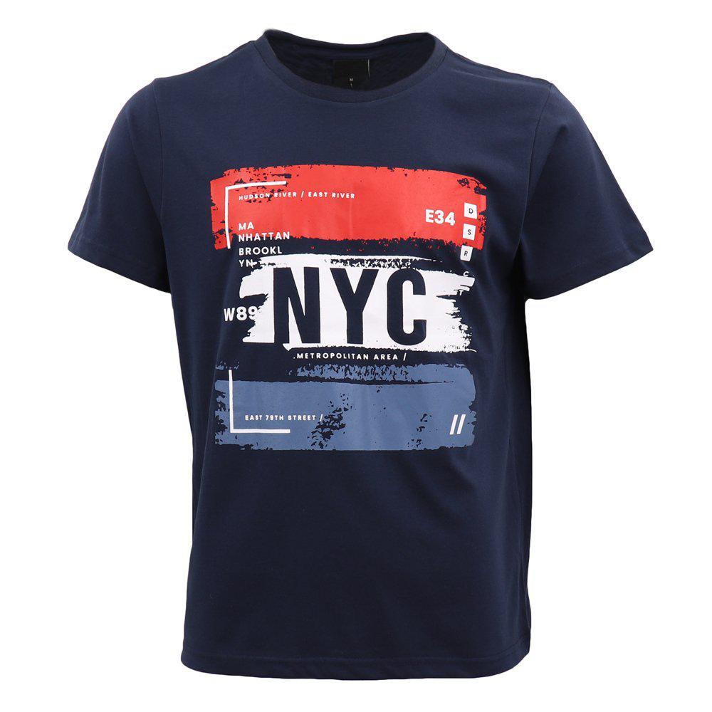 Men's Cotton Blend Fashion T Shirt New York City NYC Womens Adults Basic Tee Top - Navy (Size:S)