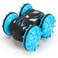 2.4G Four-wheel Drive Amphibious Remote Control Stunt Car Waterproof Off-road Double-sided Driving Charging Tank-Blue