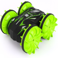 2.4G Four-wheel Drive Amphibious Remote Control Stunt Car Waterproof Off-road Double-sided Driving Charging Tank-Green