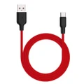 Philex 1m Silicone 2A Charge/Sync Type-C Cable to USB for Samsung/Android Red