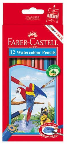 Faber-Castell - Colouring Pencils- 12 Watercolour Pencils + 1 Brush