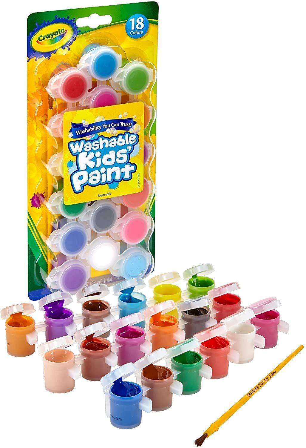 Crayola Washable Kids Paint Non-Toxic - Pack of 18 Colours