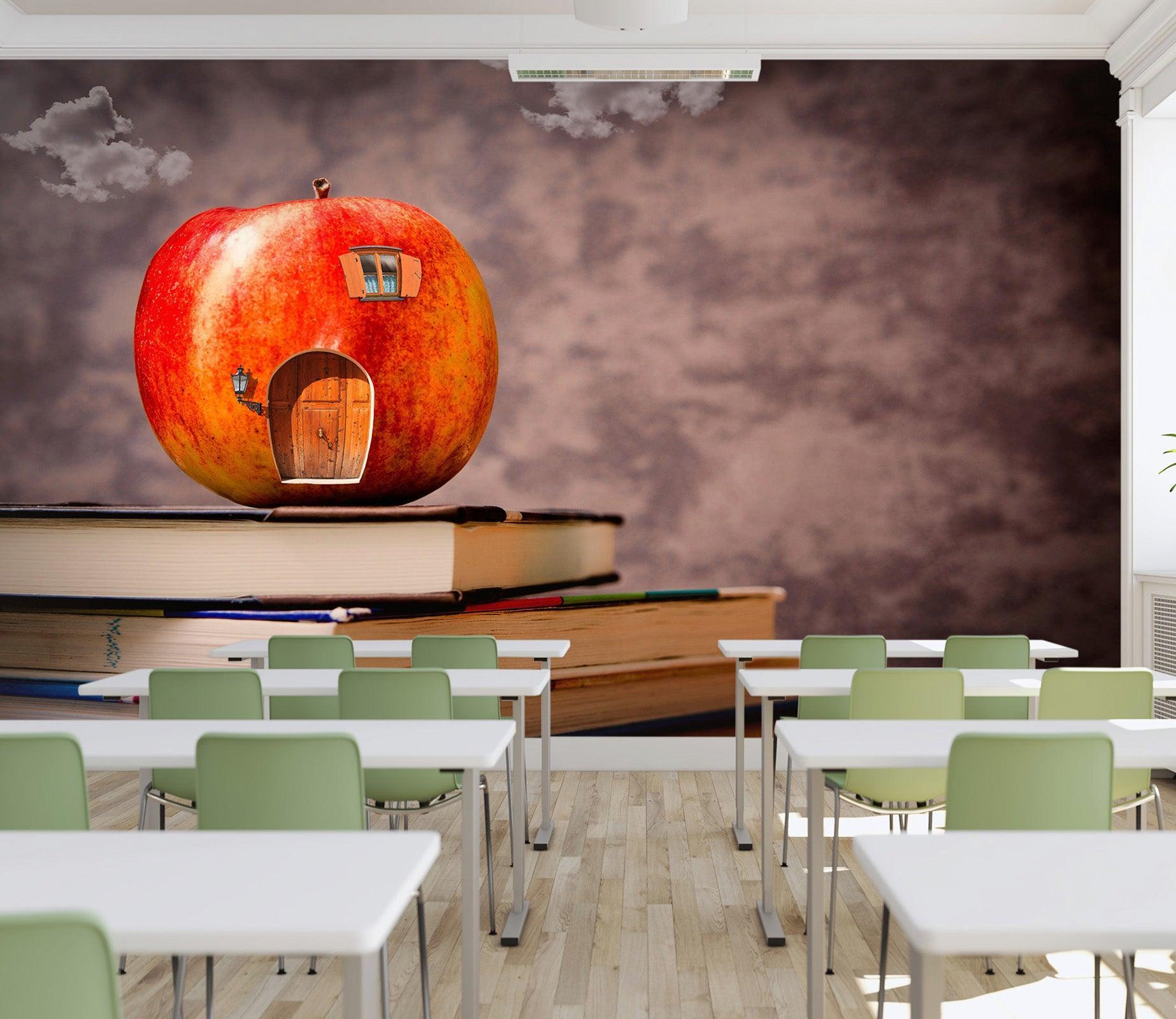 3D Book Apple 135 Wall Murals Self-adhesive Vinyl, XXXXL 520cm x 290cm (WxH)(205''x114'')