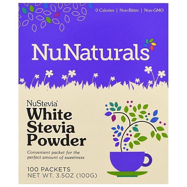 NuNaturals NuStevia White Stevia Powder - 100x 1g Packets (100g)