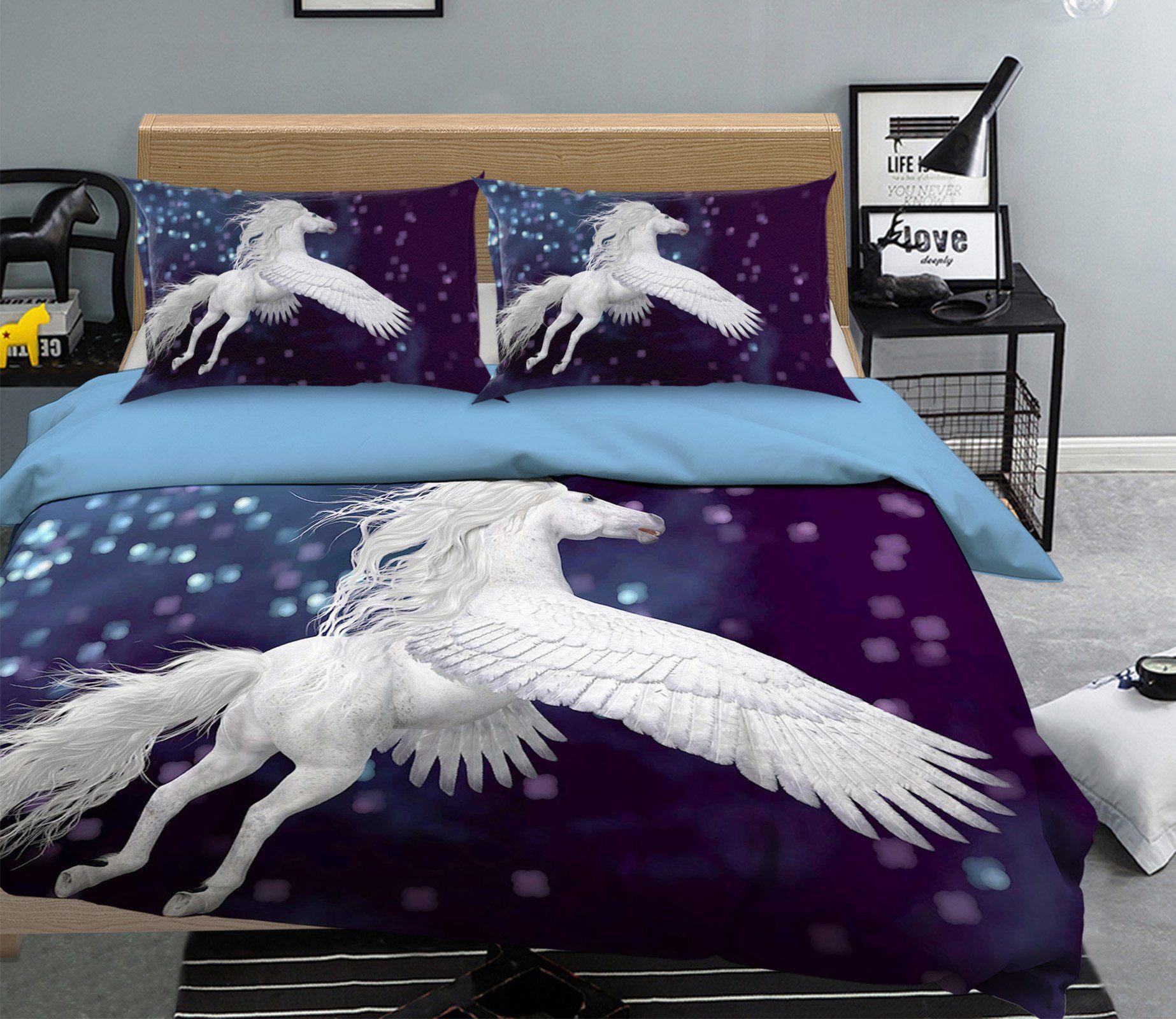 3D Flying Wings Unicorn 050 Bed Pillowcases Quilt Cover Set Bedding Set 3D Duvet cover Pillowcases