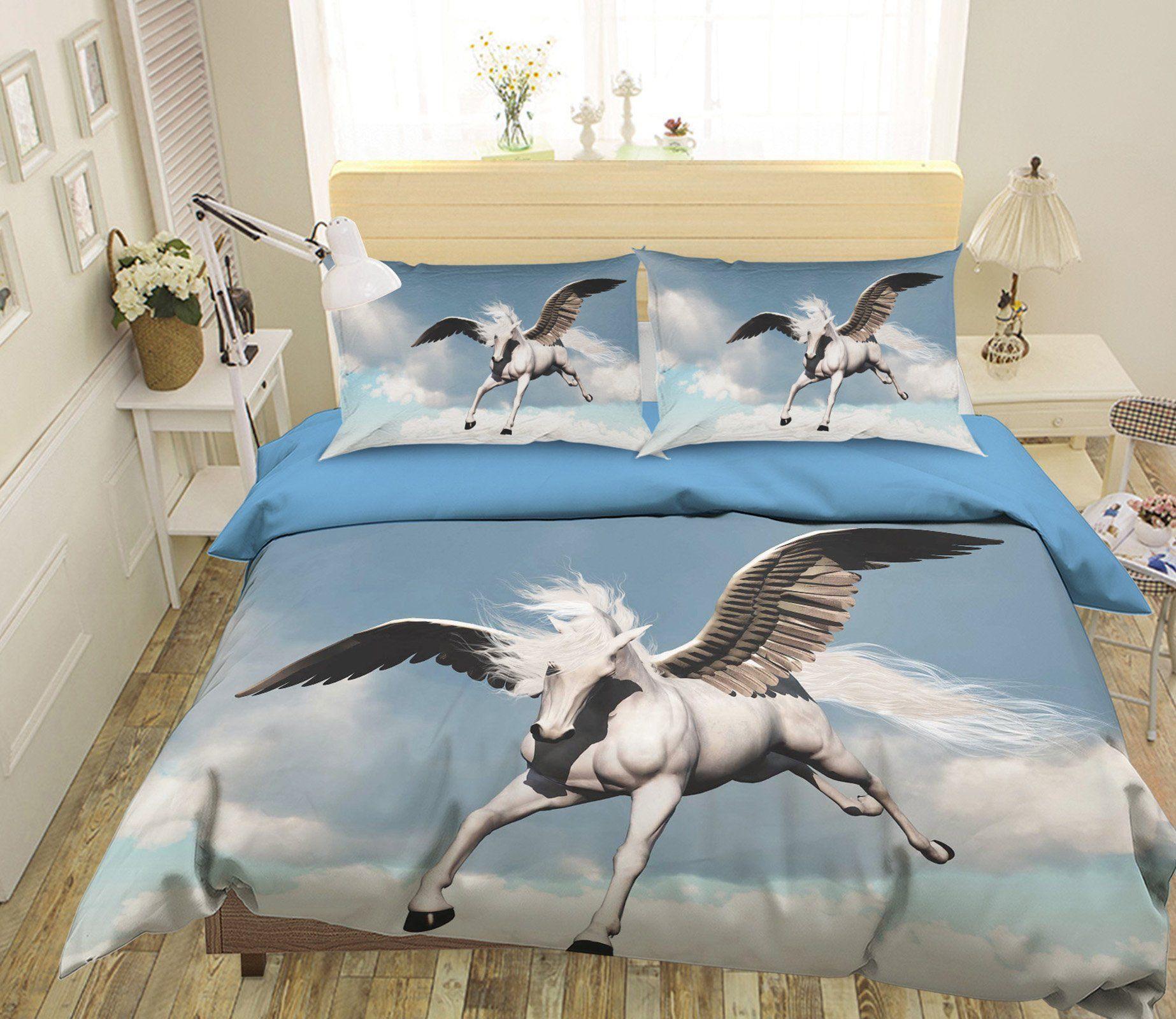 3D Flying Wings Unicorn 031 Bed Pillowcases Quilt Cover Set Bedding Set 3D Duvet cover Pillowcases