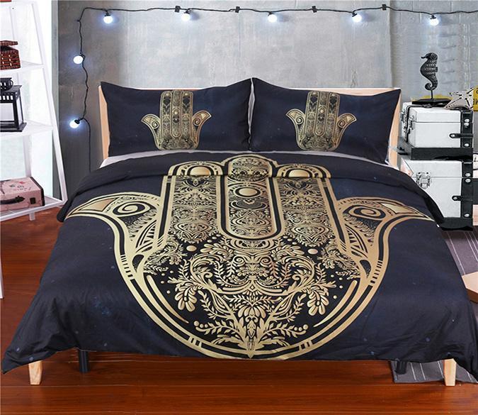 3D Gold Palm 195 Bed Pillowcases Quilt Cover Set Bedding Set 3D Duvet cover Pillowcases