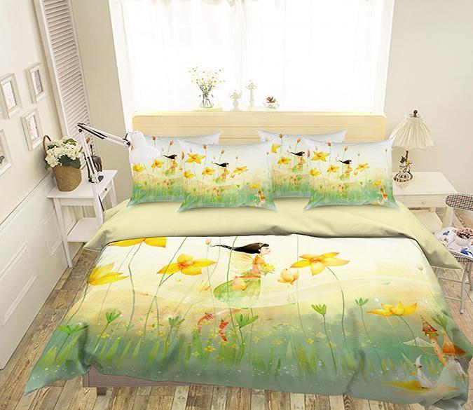 3D Flying Flowers Elf 338 Bed Pillowcases Quilt Cover Set Bedding Set 3D Duvet cover Pillowcases