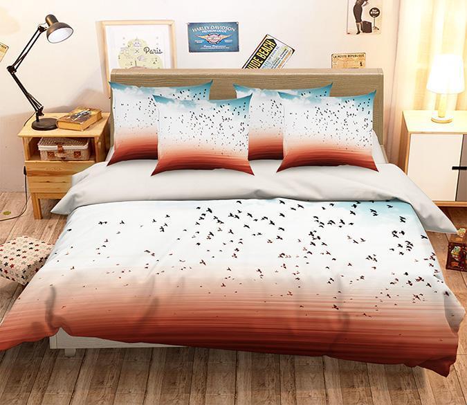 3D Flying Birds 215 Bed Pillowcases Quilt Cover Set Bedding Set 3D Duvet cover Pillowcases