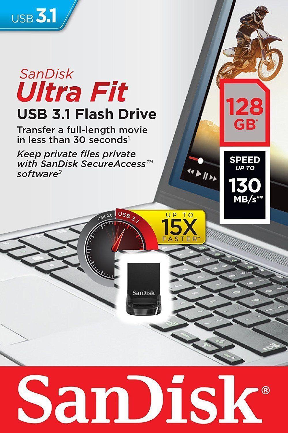 SanDisk USB 3.1 128GB Ultra Fit Flash Drive Memory Stick PC 130MB/s SDCZ430-128G